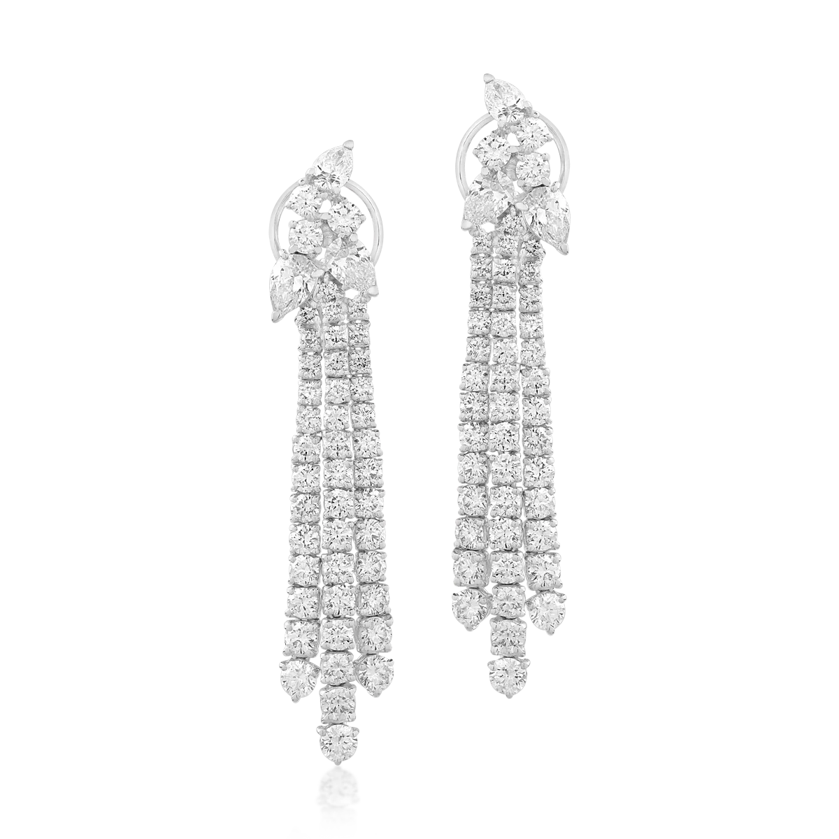 Teilor Cercei din aur alb cu diamante round de 5.2ct si diamante pear de 1.7ct