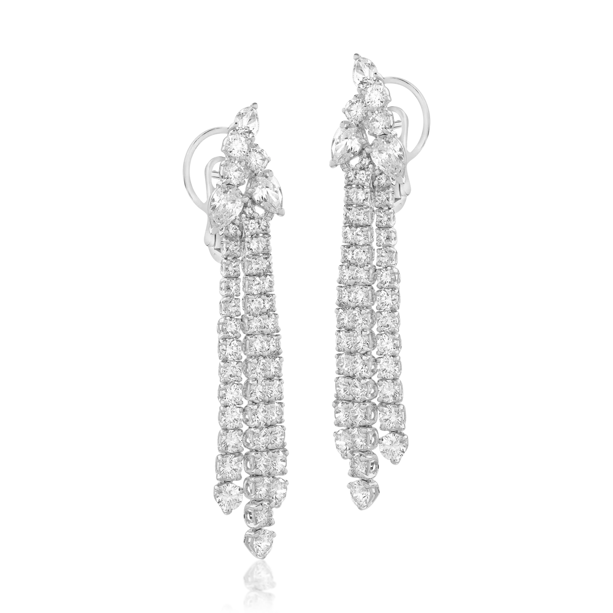 Teilor Cercei din aur alb cu diamante round de 5.2ct si diamante pear de 1.7ct