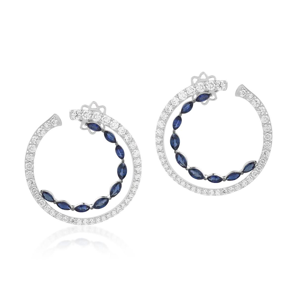 18K white gold earrings with 4.04ct sapphires and 4.66ct diamonds