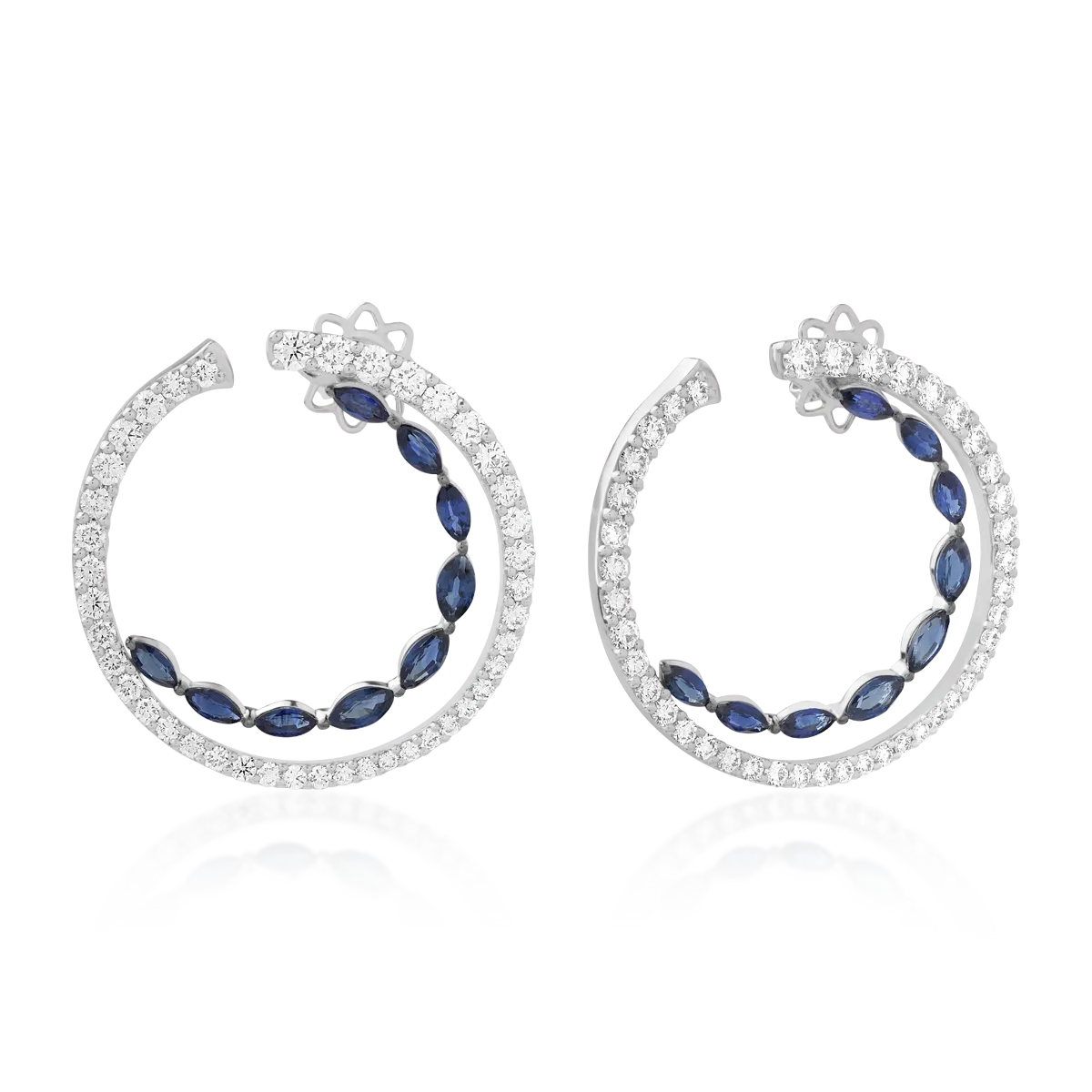 18K white gold earrings with 4.04ct sapphires and 4.66ct diamonds