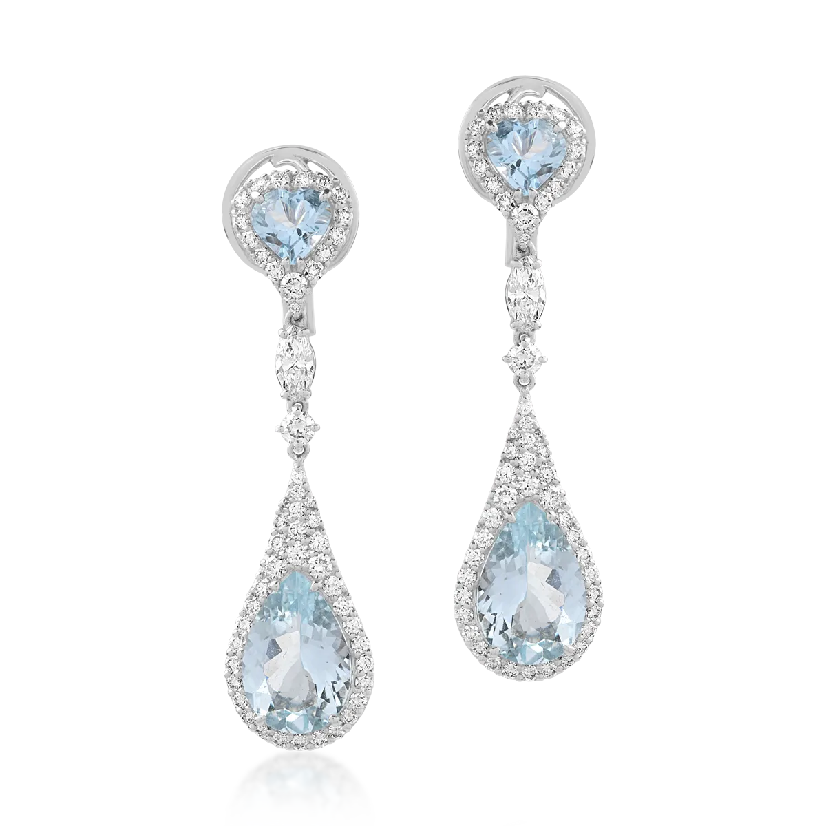 18K white gold earrings with 5.92ct aquamarine and 1.72ct diamonds