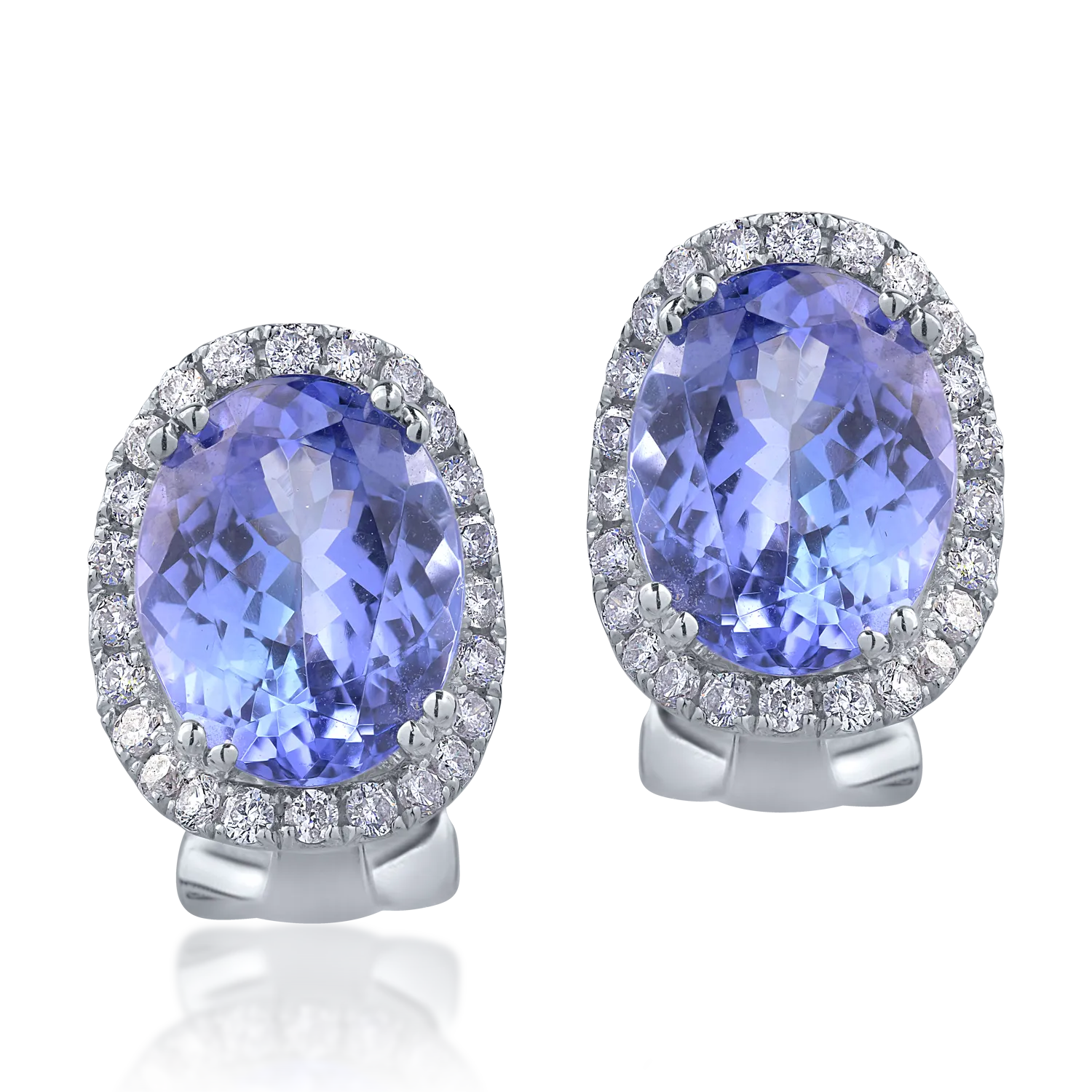 14K white gold earrings with 4.74ct tanzanites and 0.38ct diamonds
