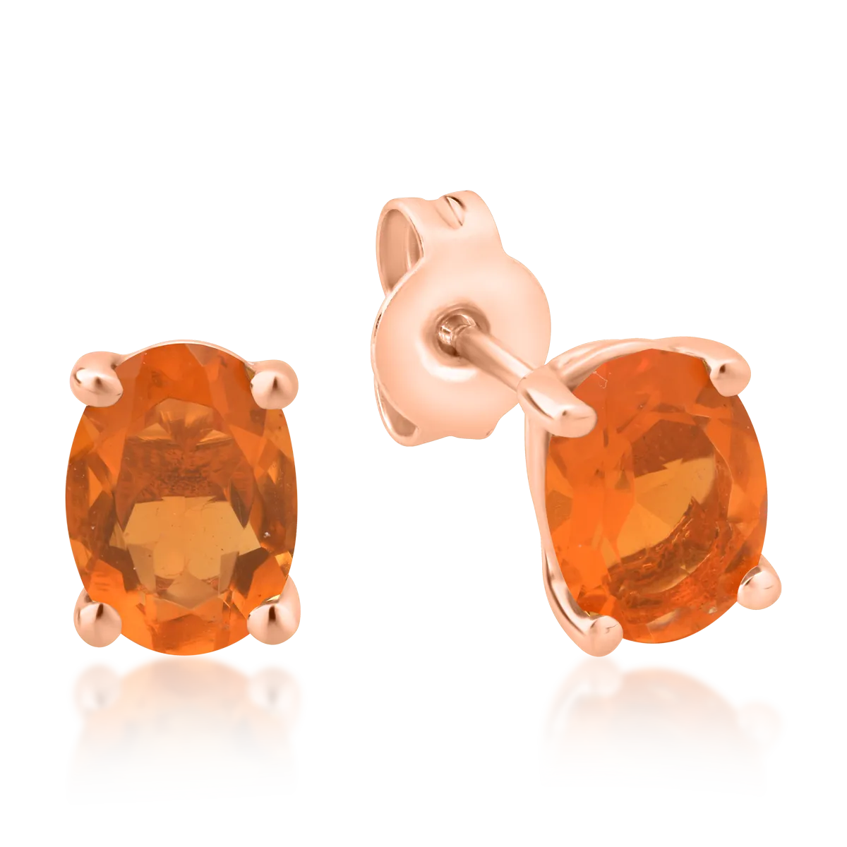 14K rose gold earrings with 1.05ct fire opal