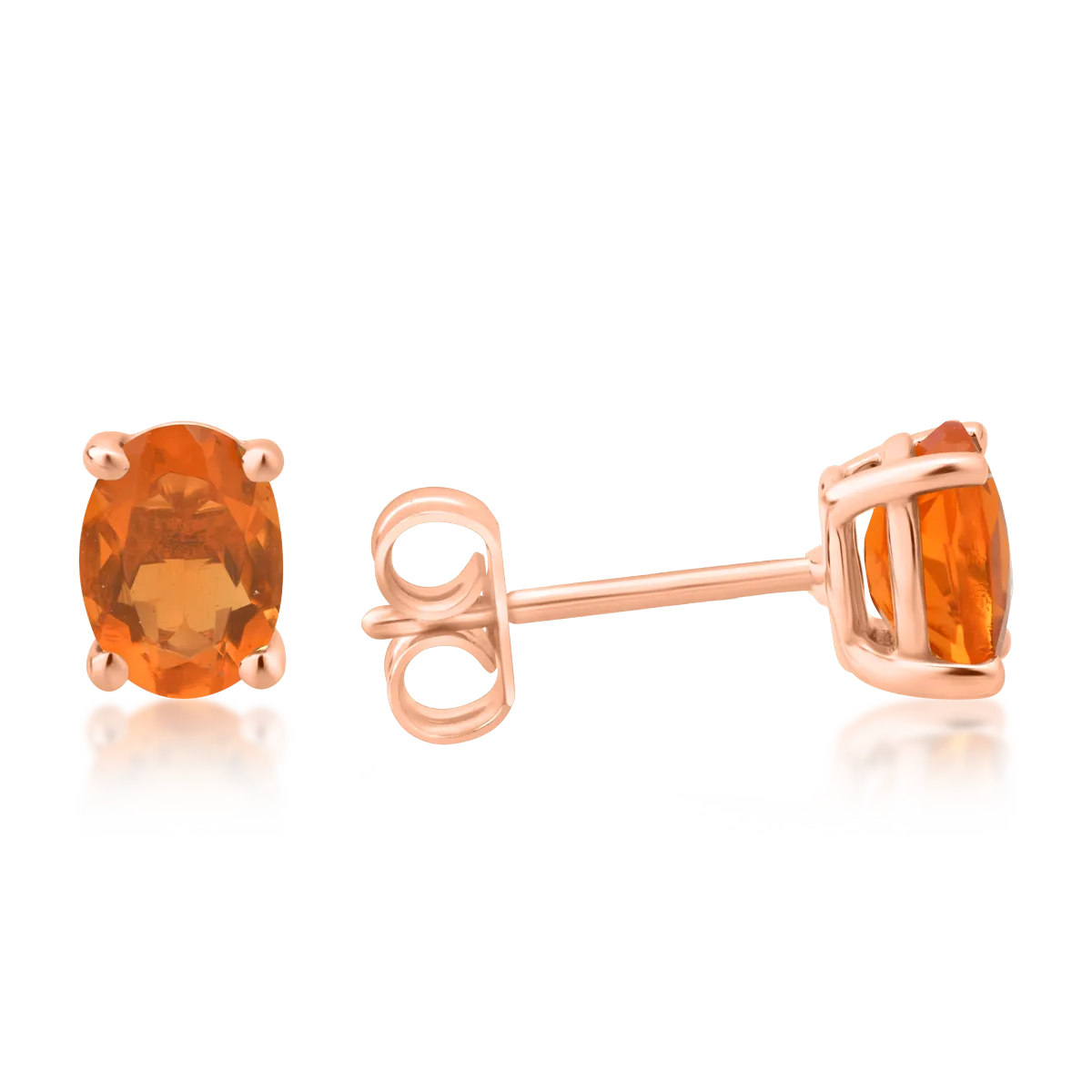 14K rose gold earrings with 1.05ct fire opal