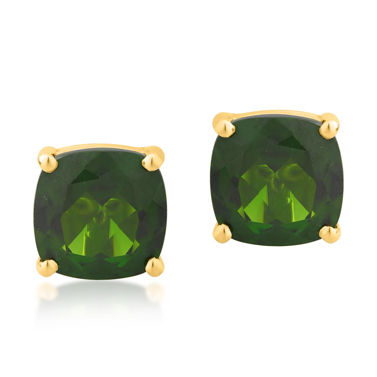 14K yellow gold earrings with 4.35ct chrome diopside