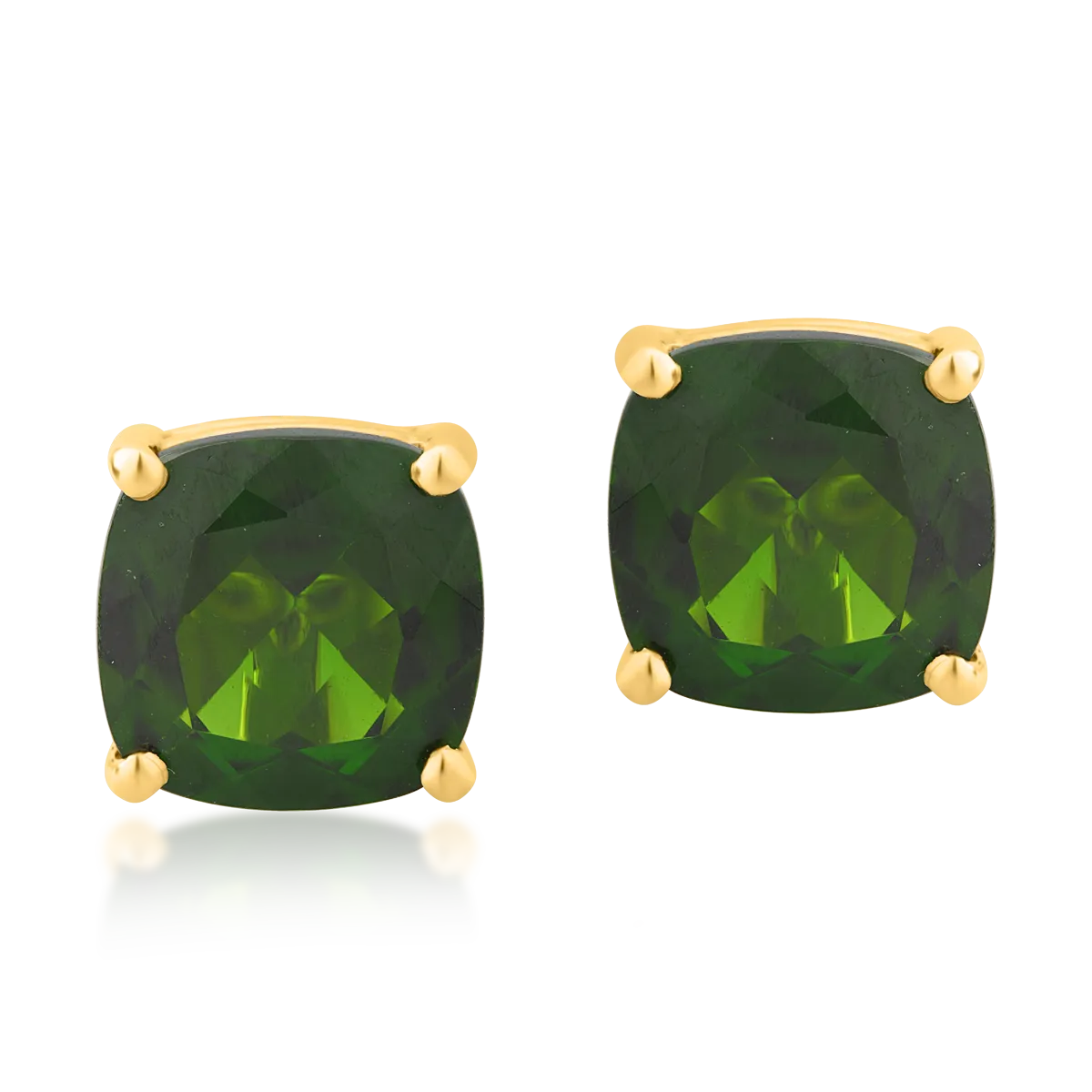 Cercei din aur galben cu cromdiopsid square de 4.35ct