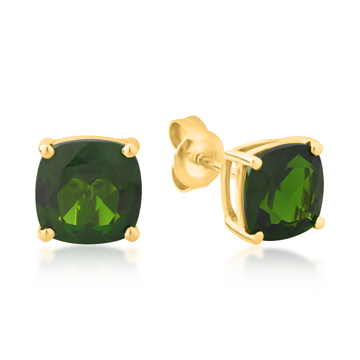 Cercei din aur galben cu cromdiopsid square de 4.35ct
