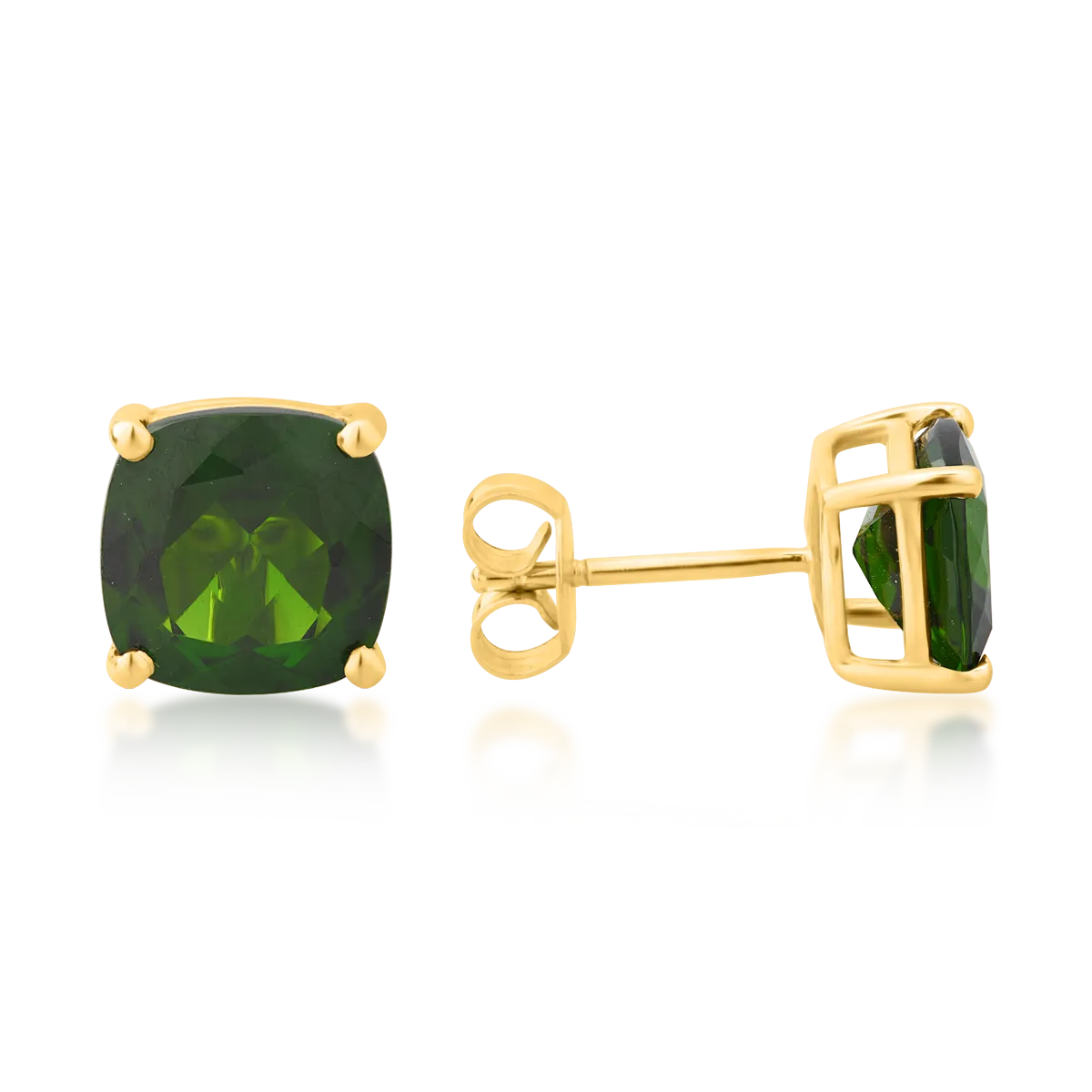 Cercei din aur galben cu cromdiopsid square de 4.35ct