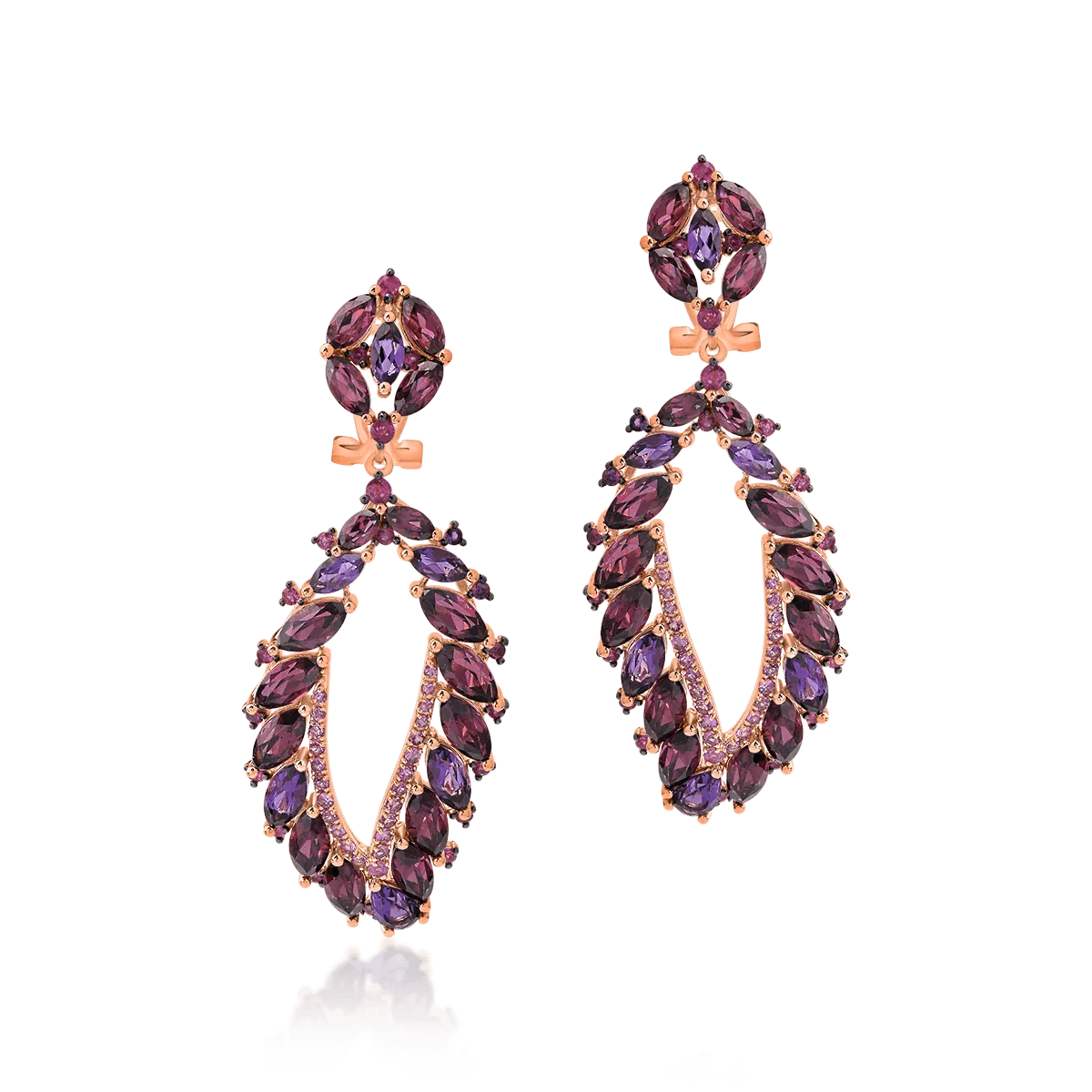 18K rose gold earrings with 13.85ct semiprecious stones