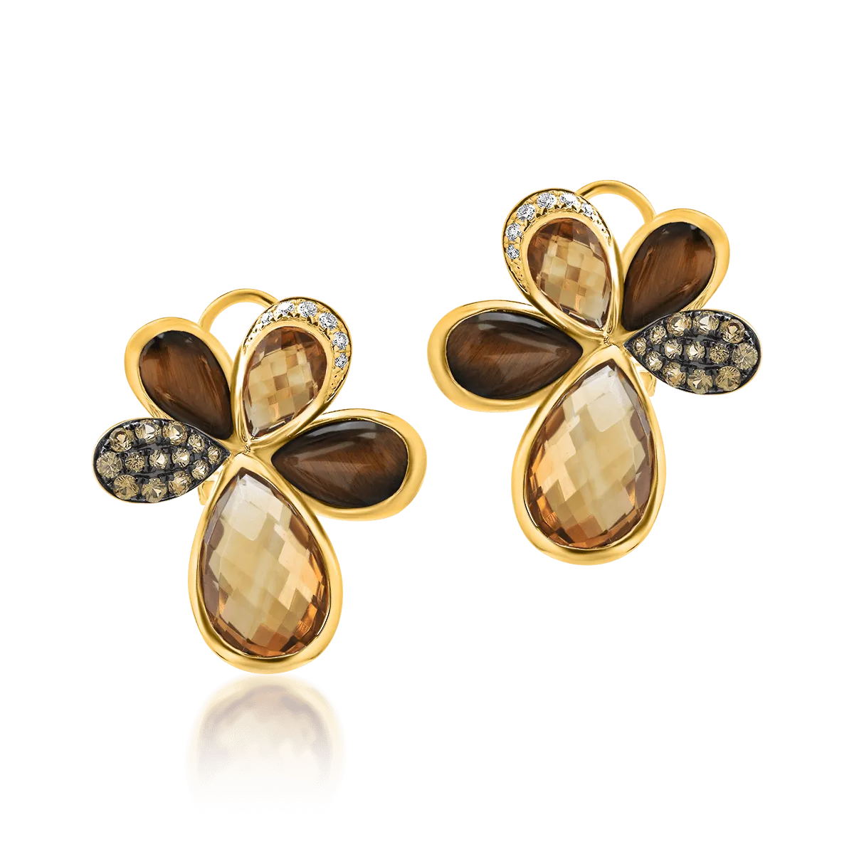 18K yellow gold earrings with 13.99ct precious and semiprecious stones