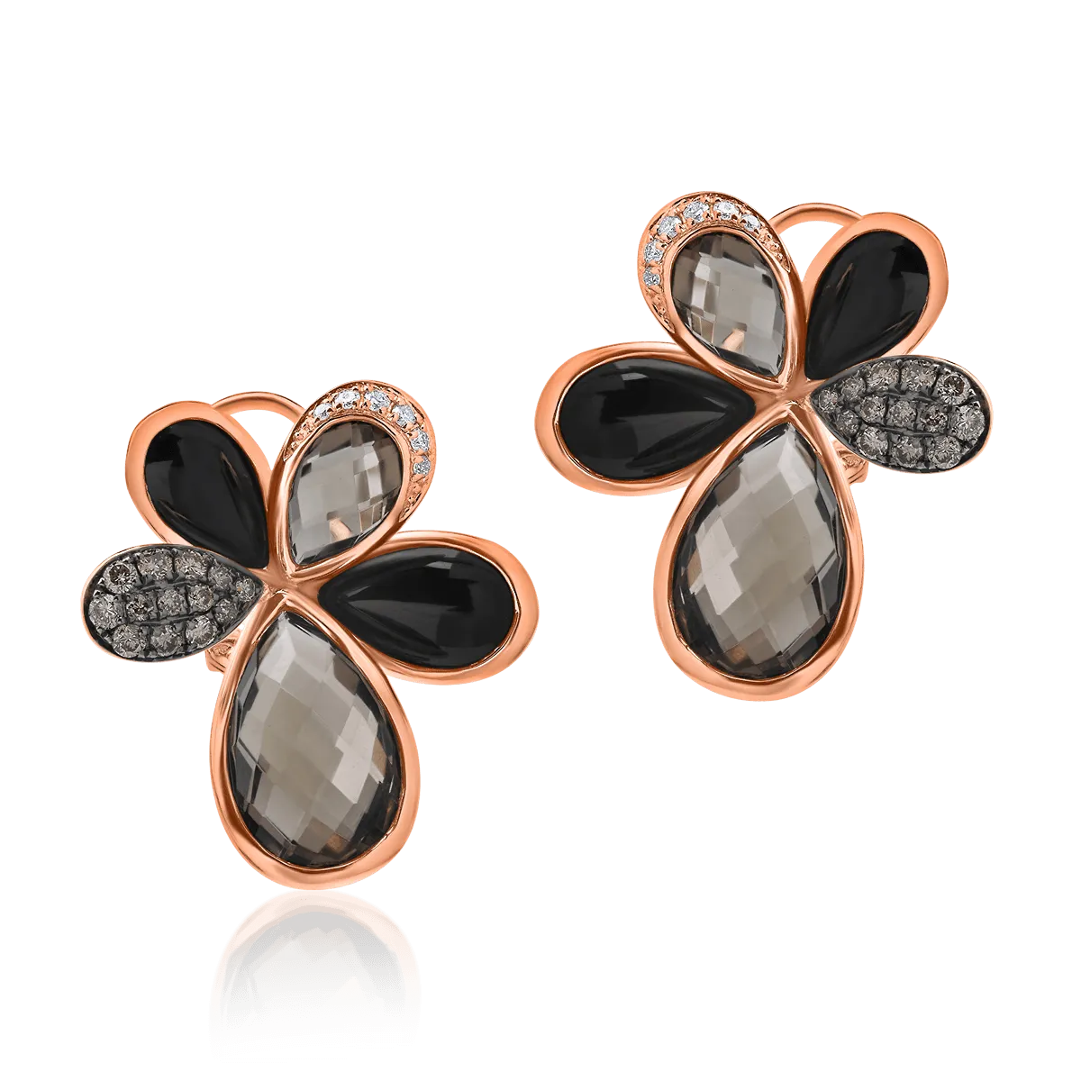 18K rose gold earrings with 13.96ct precious and semi-precious stones