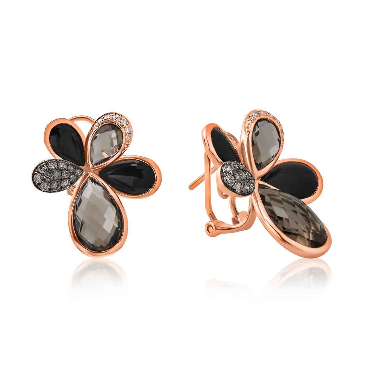 18K rose gold earrings with 13.96ct precious and semi-precious stones