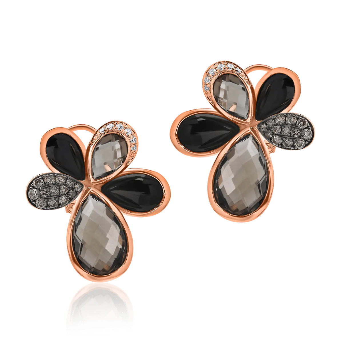 Teilor Cercei din aur roz cu pietre pretioase si semipretioase de 14.04ct
