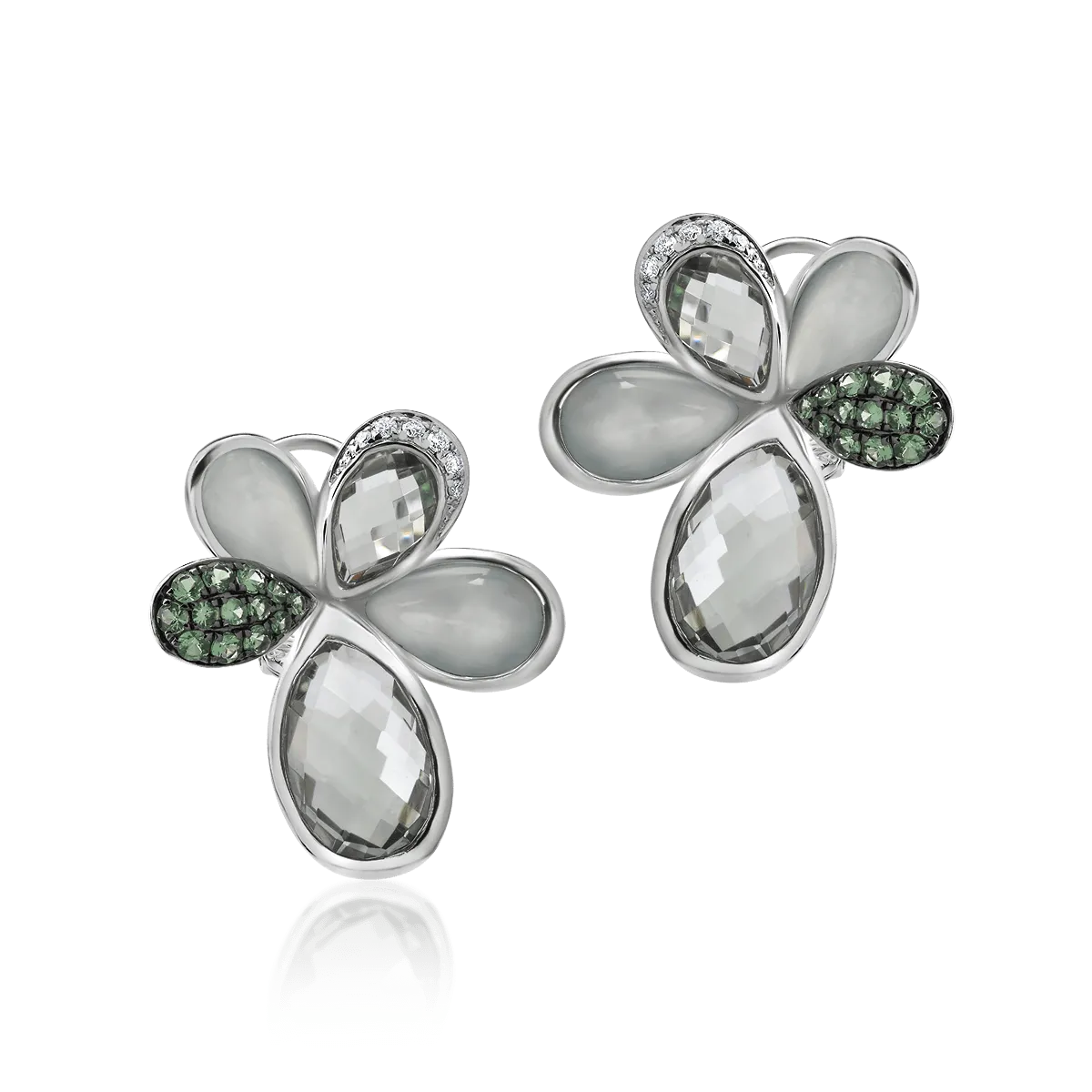 18K white gold earrings with 14.71ct precious and semiprecious stones