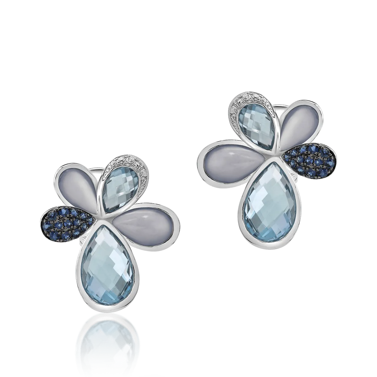 18K white gold earrings with 16.26ct precious and semiprecious stones-111057