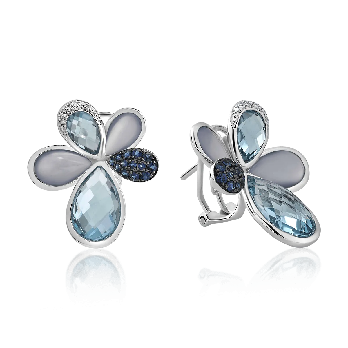 TEILOR Cercei din aur alb cu pietre pretioase si semipretioase de 16.26ct
