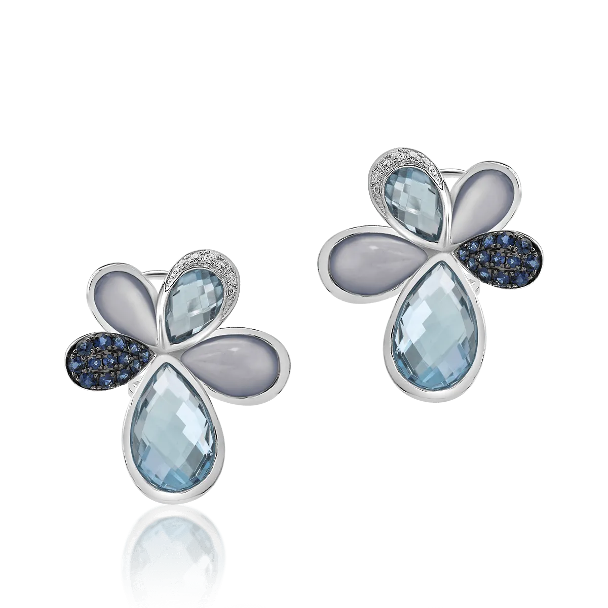 18K white gold earrings with 16.26ct precious and semiprecious stones