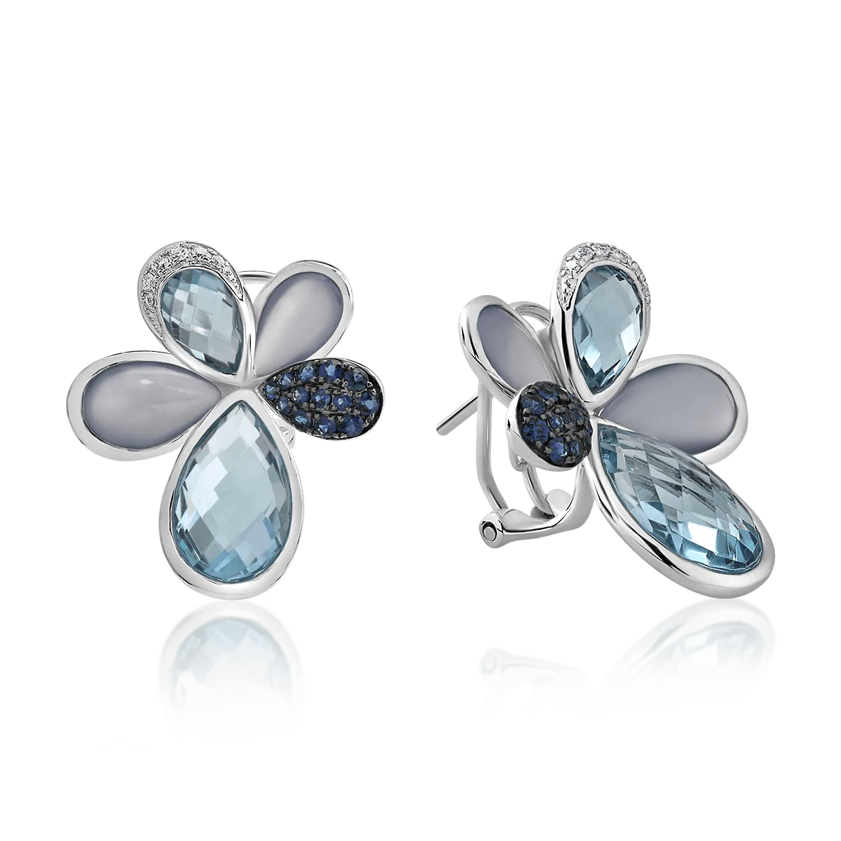 18K white gold earrings with 16.26ct precious and semiprecious stones
