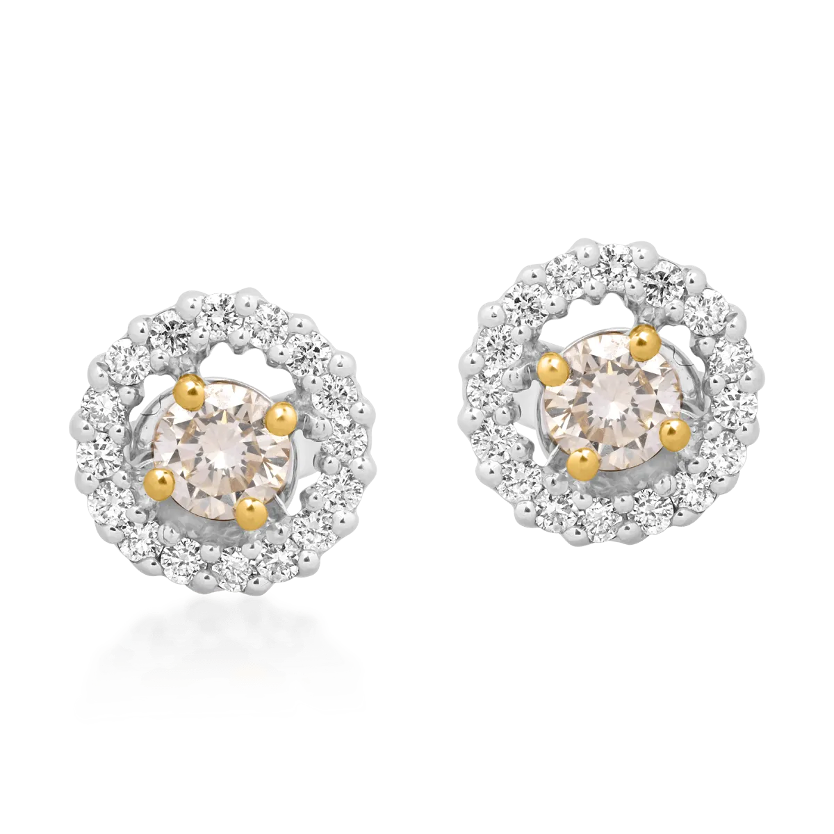 18K white gold earrings with 0.41ct yellow diamonds and 0.33ct white diamonds