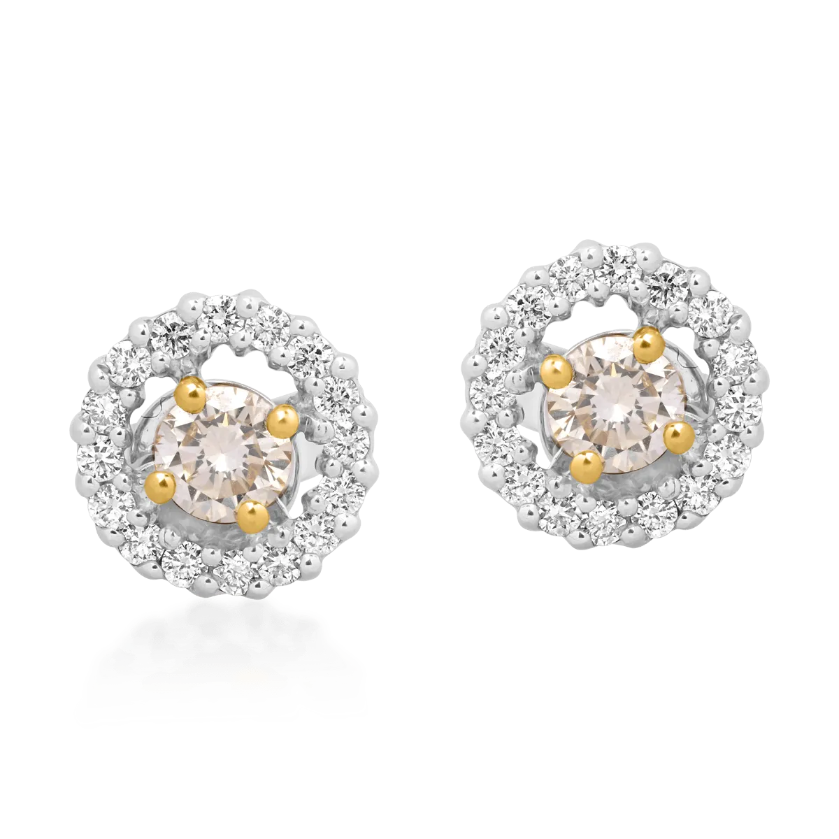 Cercei din aur alb de 18K cu diamante galbene de 0.41ct si diamante transparente de 0.33ct-111083