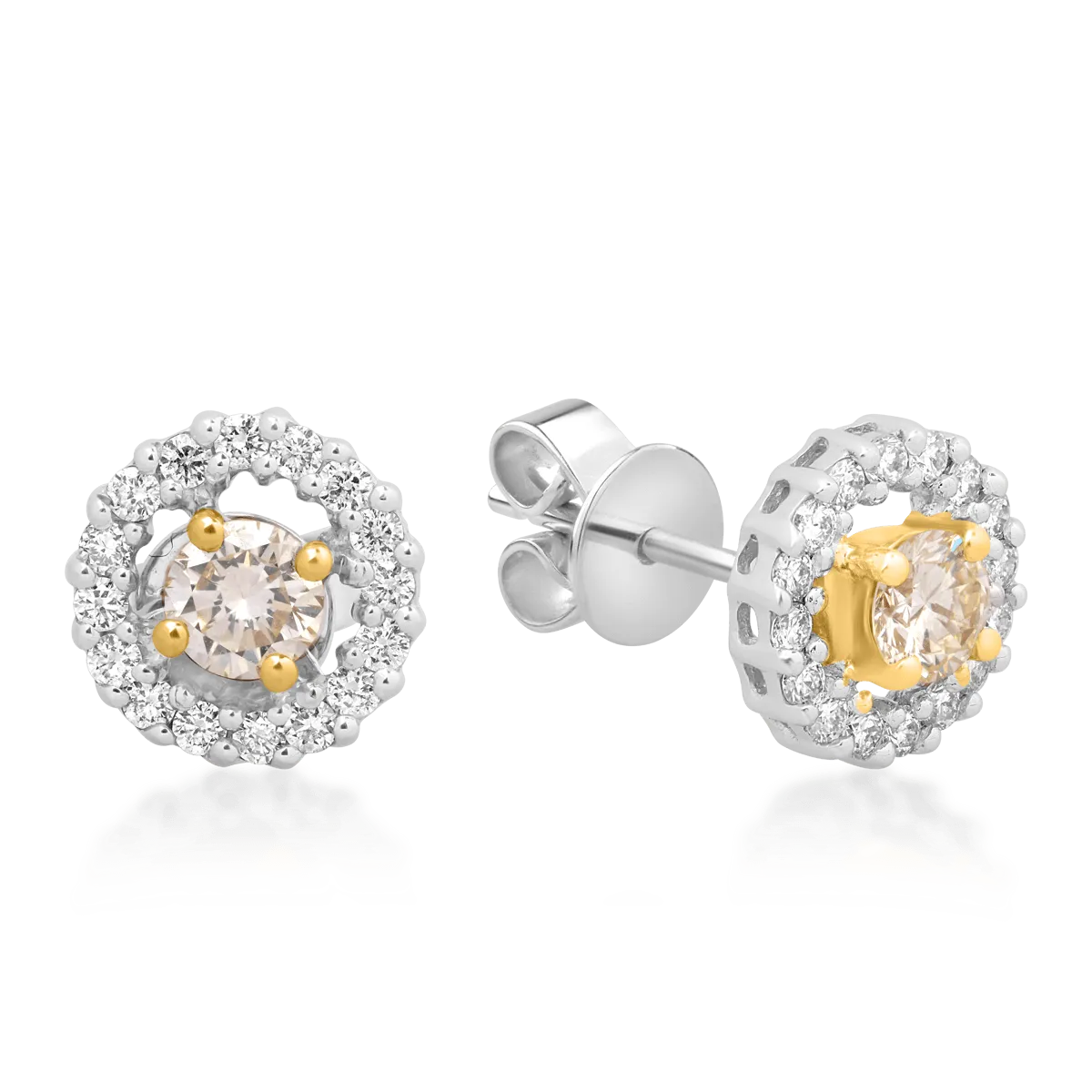 Cercei din aur alb cu diamante galbene de 0.41ct si diamante transparente de 0.33ct