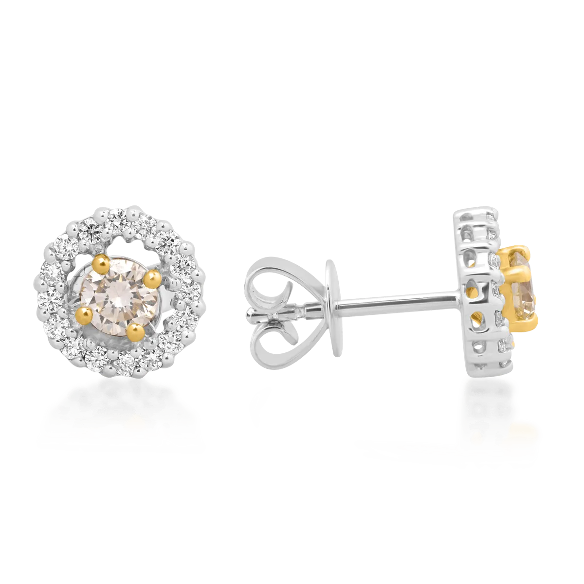Cercei din aur alb cu diamante galbene de 0.41ct si diamante transparente de 0.33ct
