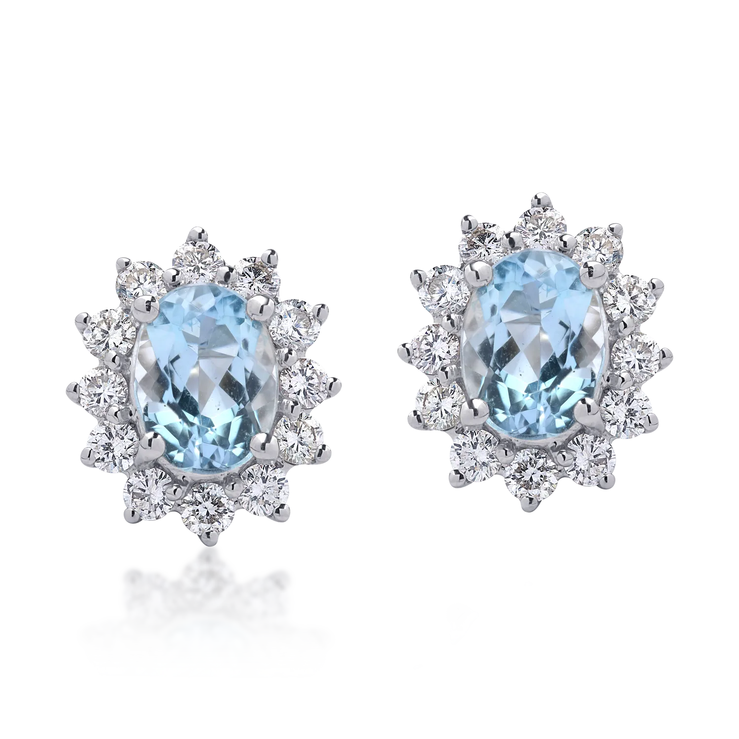 Cercei din aur alb de 18K cu acvamarine de 2.09ct si diamante de 0.84ct