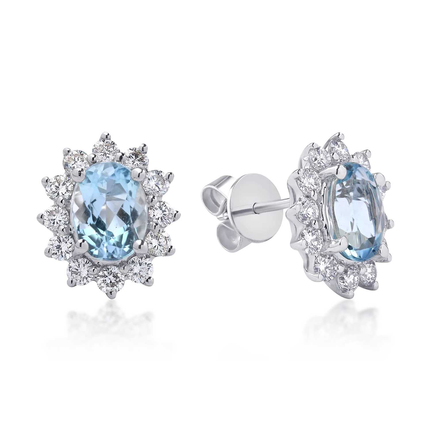 Cercei din aur alb de 18K cu acvamarine de 2.09ct si diamante de 0.84ct