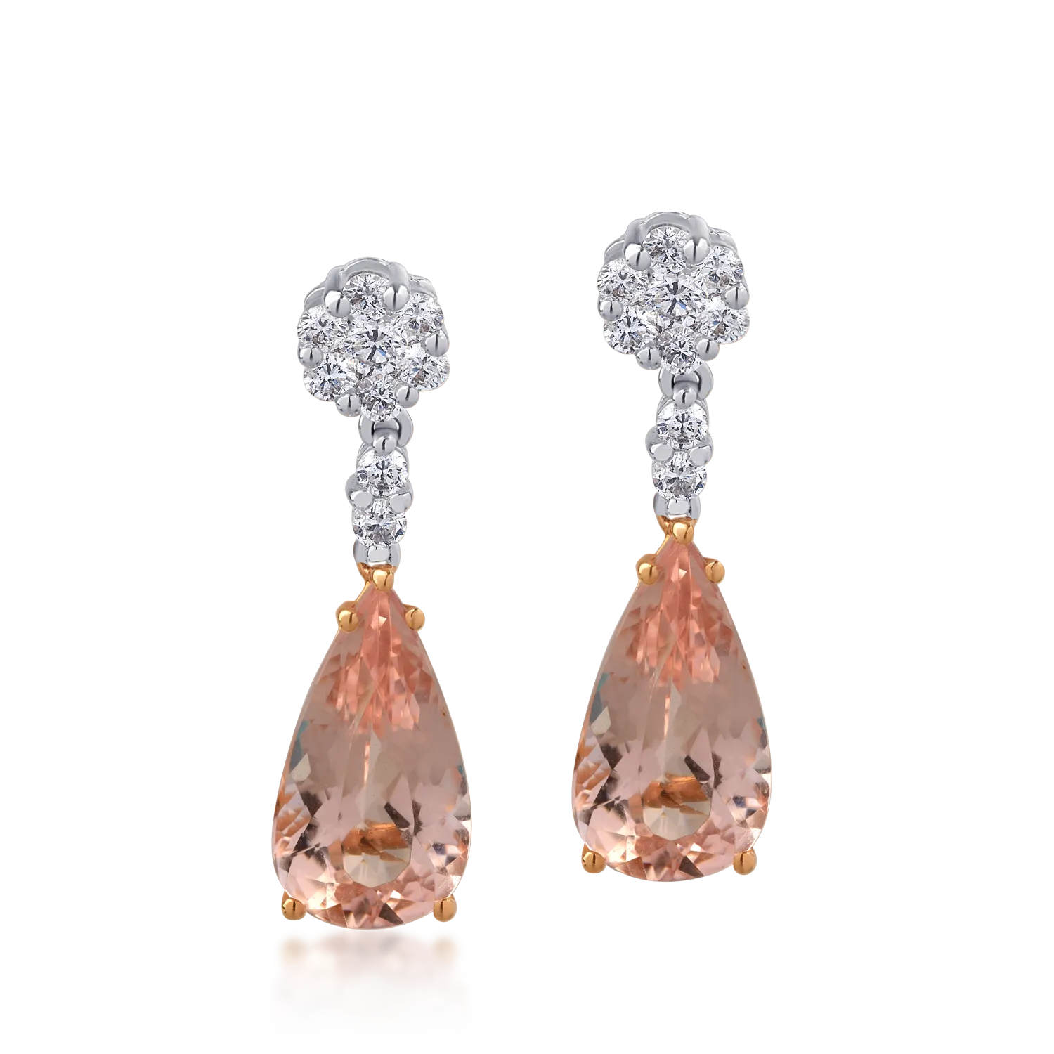 Cercei din aur alb de 18K cu morganite de 7.01ct si diamante de 0.71ct