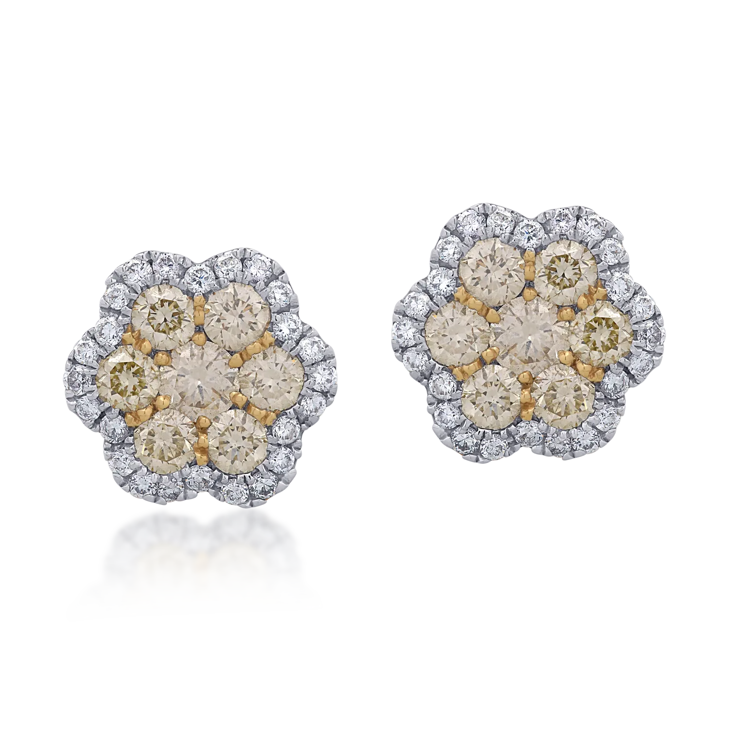 Kolczyki z 18K białego złota z żółtymi diamentami o masie 1.07ct i diamentami o masie 0.29ct-111094