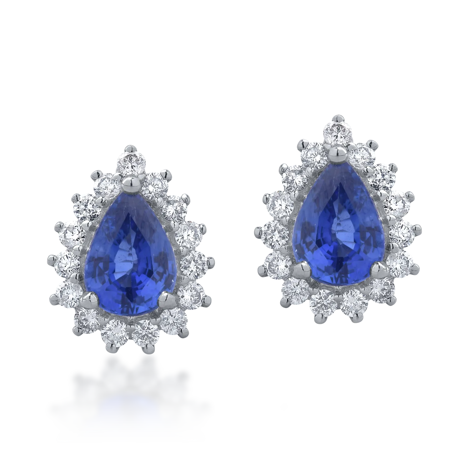 18K white gold earrings with 1.78ct sapphires and 0.44ct diamonds