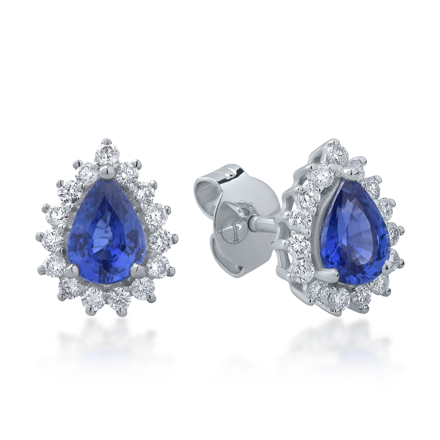 18K white gold earrings with 1.78ct sapphires and 0.44ct diamonds