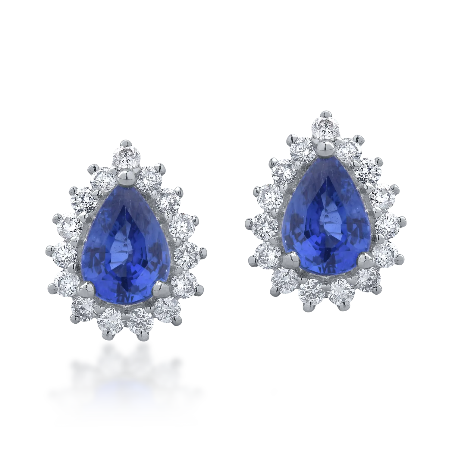 Cercei din aur alb de 18K cu safire de 1.78ct si diamante de 0.44ct-111118