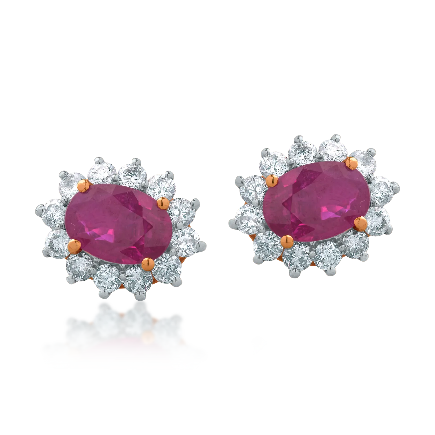 18K rose gold earrings with 1.57ct rubies and 0.72ct diamonds