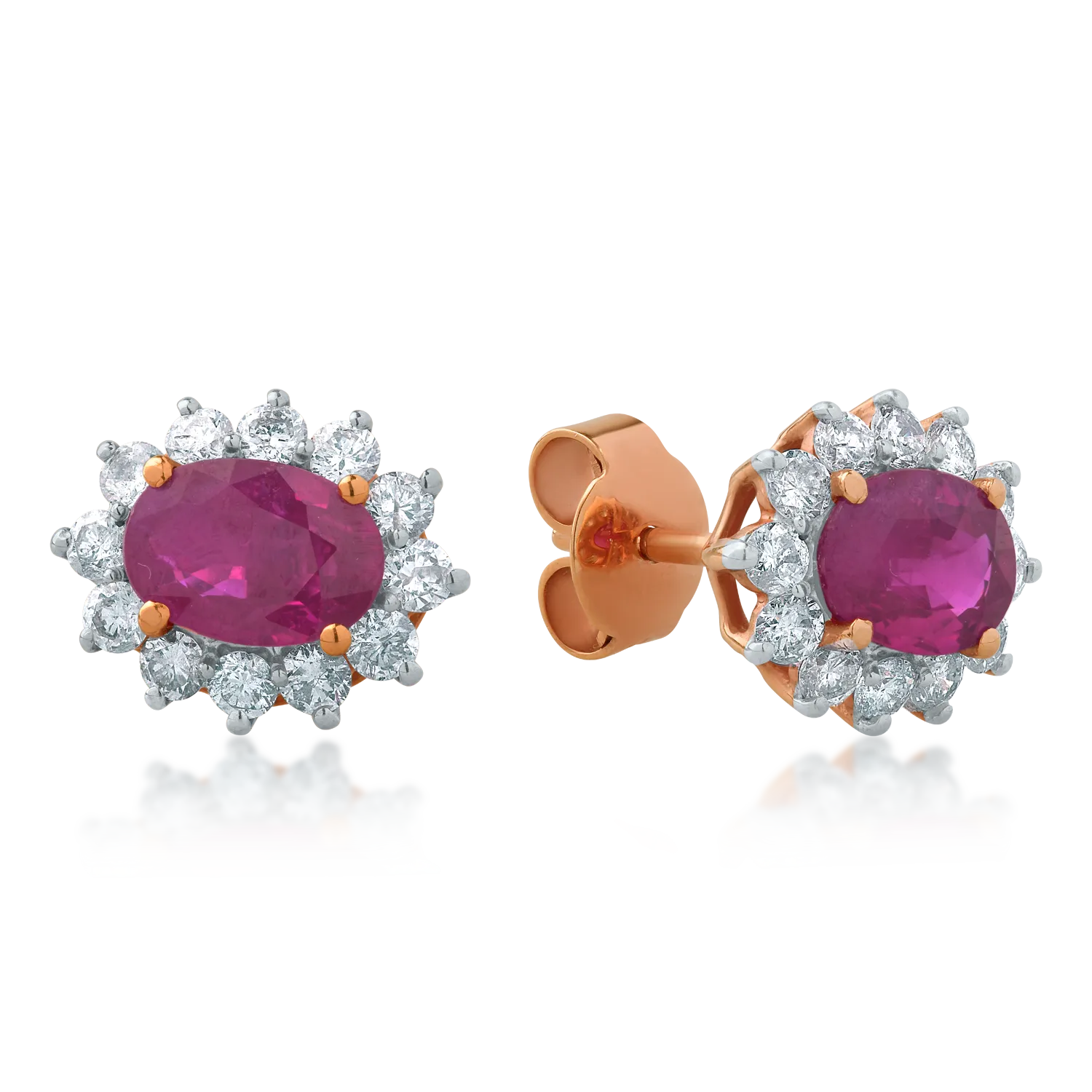 18K rose gold earrings with 1.57ct rubies and 0.72ct diamonds