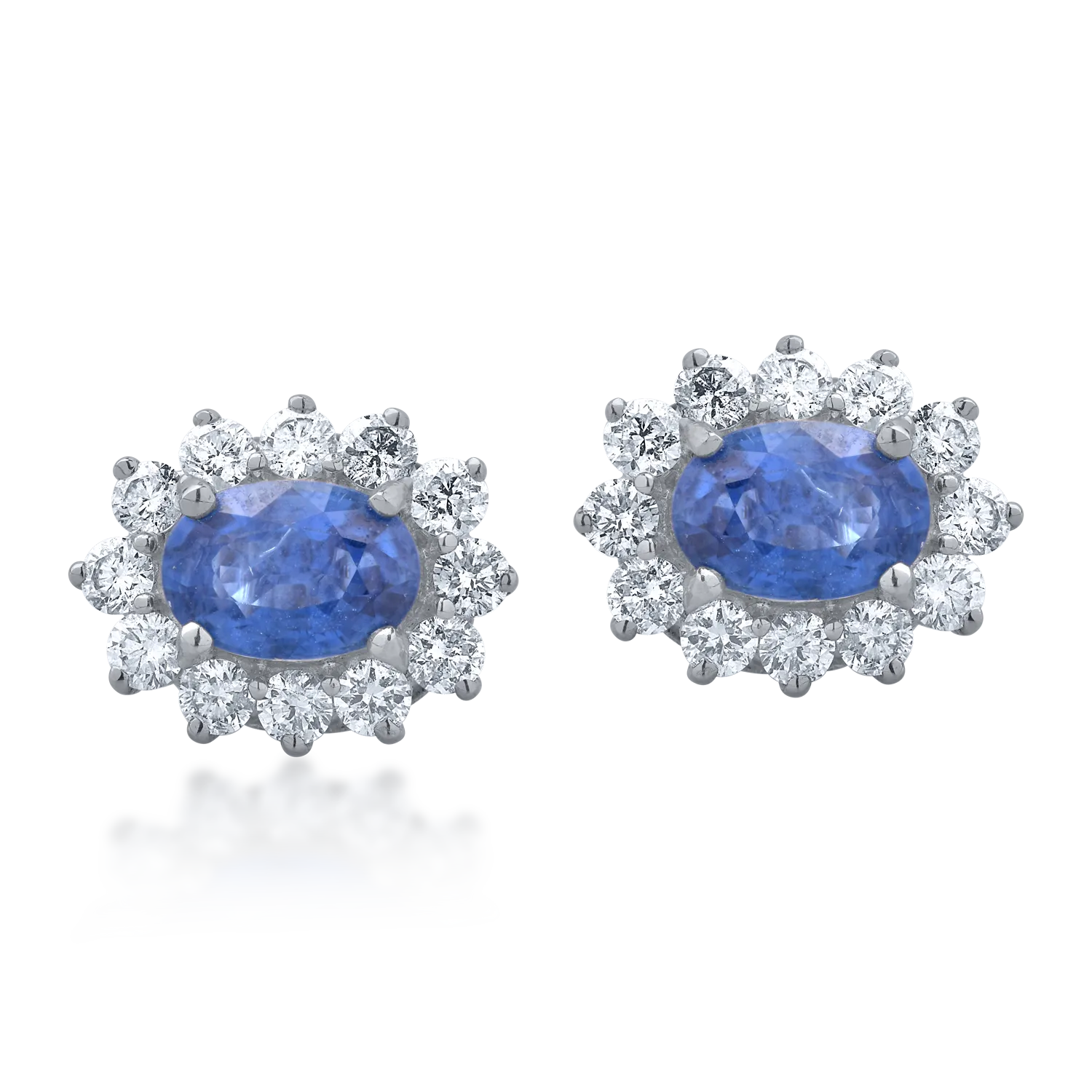 18K white gold earrings with 1.46ct sapphires and 0.62ct diamonds