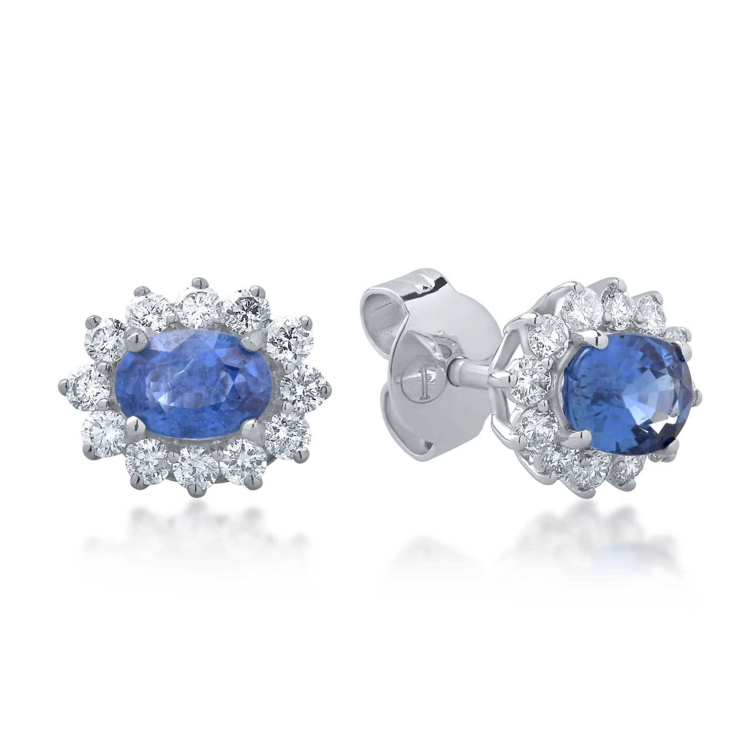 18K white gold earrings with 1.46ct sapphires and 0.62ct diamonds