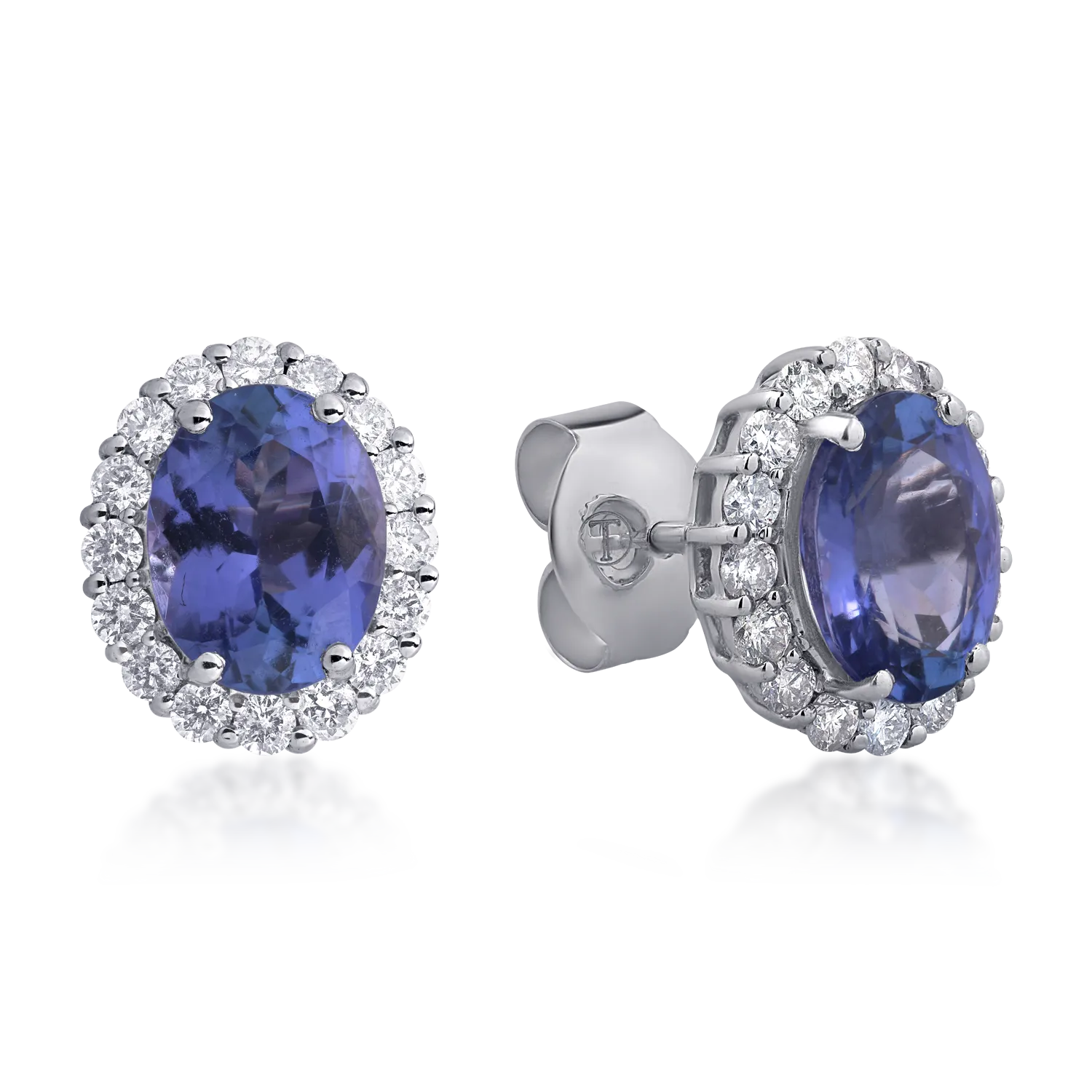 Cercei din aur alb cu tanzanite de 4.39ct si diamante de 0.81ct