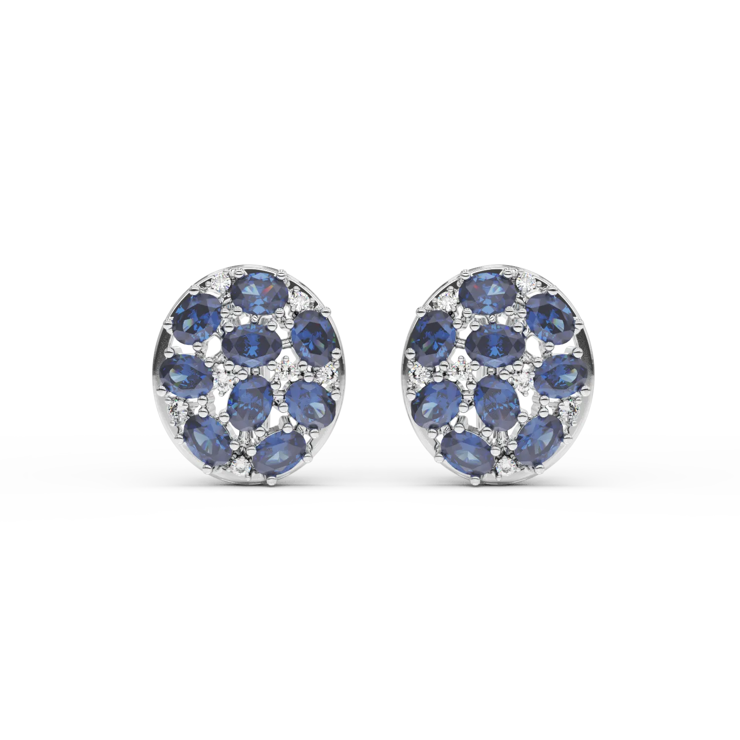 14K white gold earrings with 5.36ct sapphires and 0.12ct diamonds