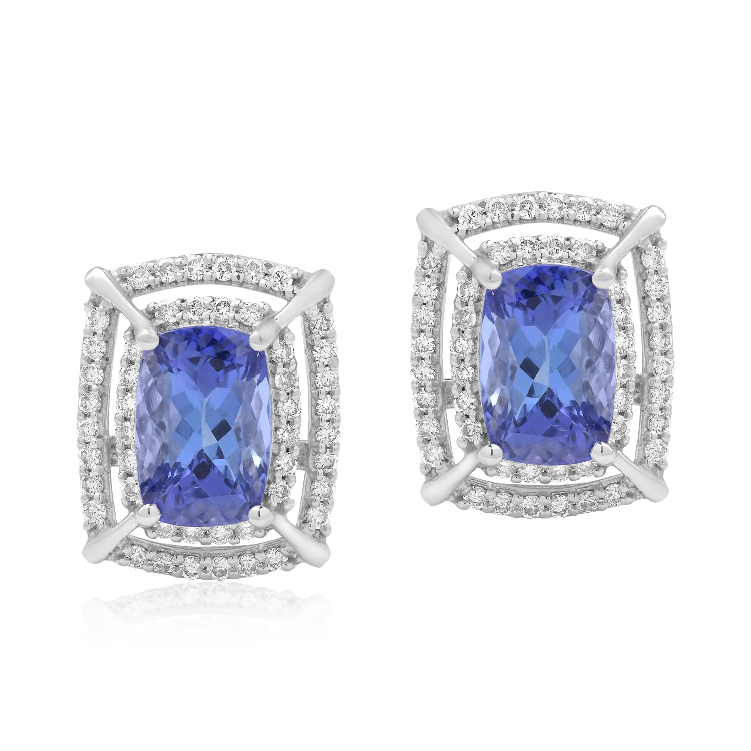 14K white gold earrings with 4.56ct tanzanites and 0.69ct diamonds