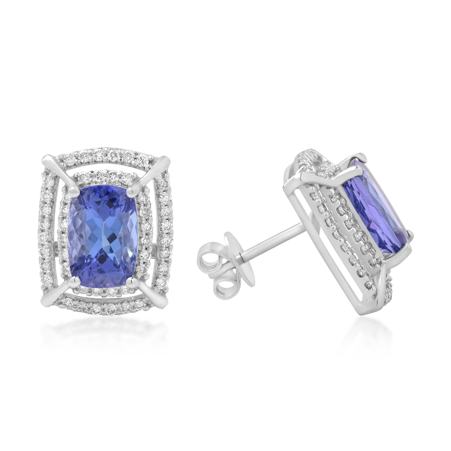 14K white gold earrings with 4.56ct tanzanites and 0.69ct diamonds