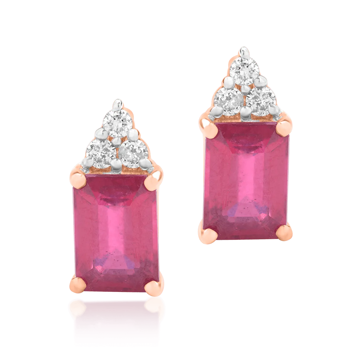 14k rózsaszín arany fülbevaló 2.88ct kezelt dörzsöléssel és 0,13ctti gyémántokkal
