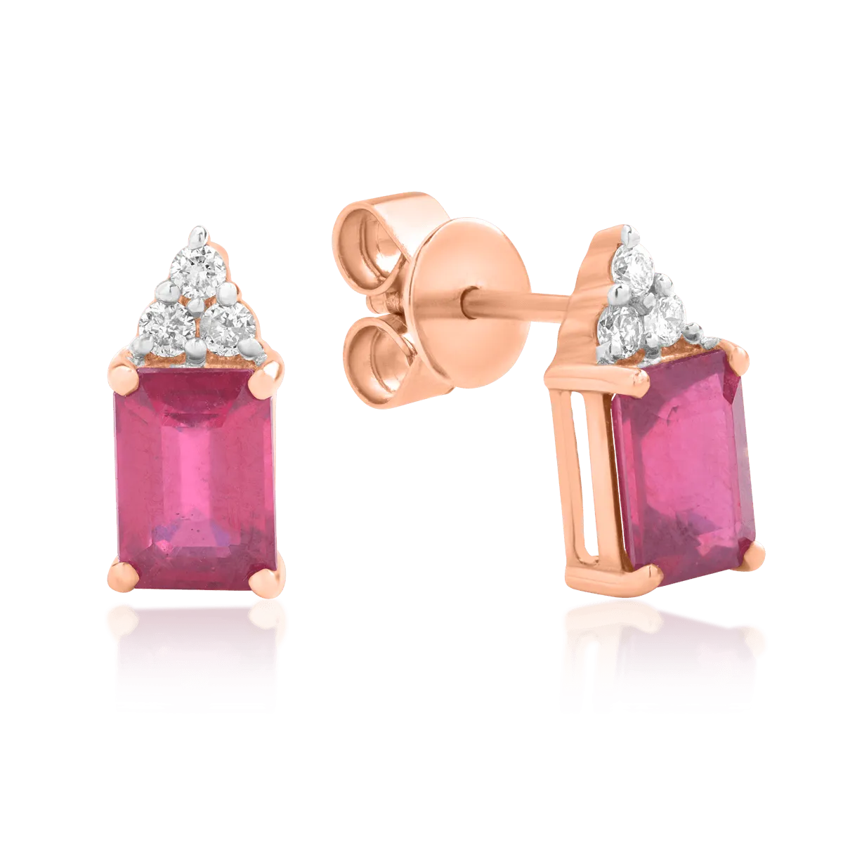 Kolczyki z 14K różowy, traktowane rubin 2.88kr i diamenty 0.13kr