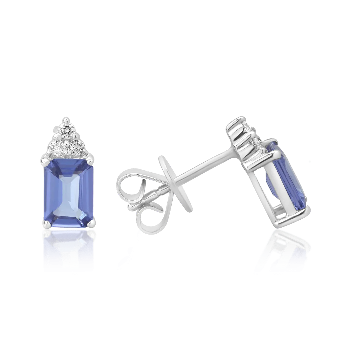 14k fehér arany fülbevaló 1.87ct tanzanite és 0.12ct gyémánt