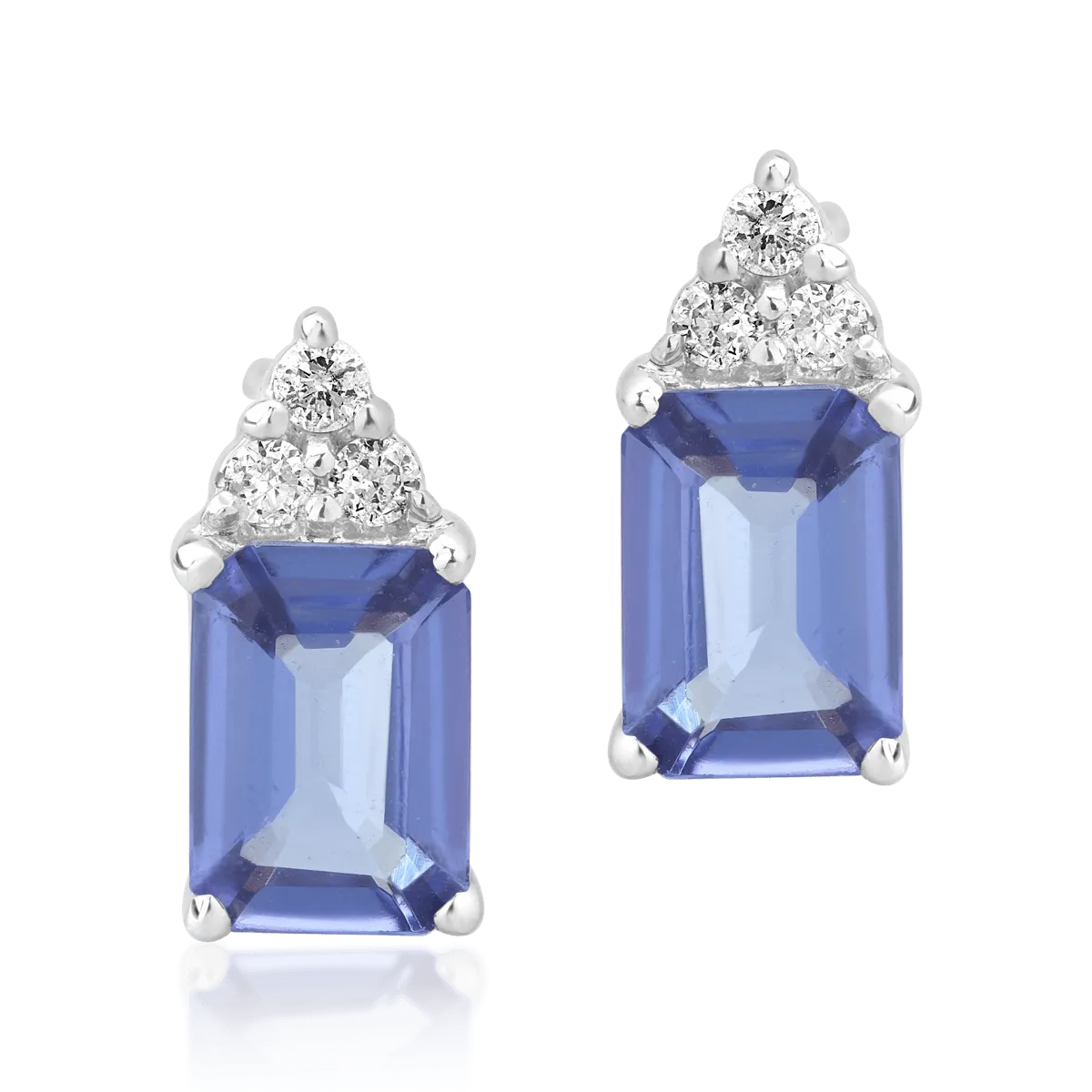 14K white gold earrings with 1.87ct tanzanite and 0.12ct diamonds