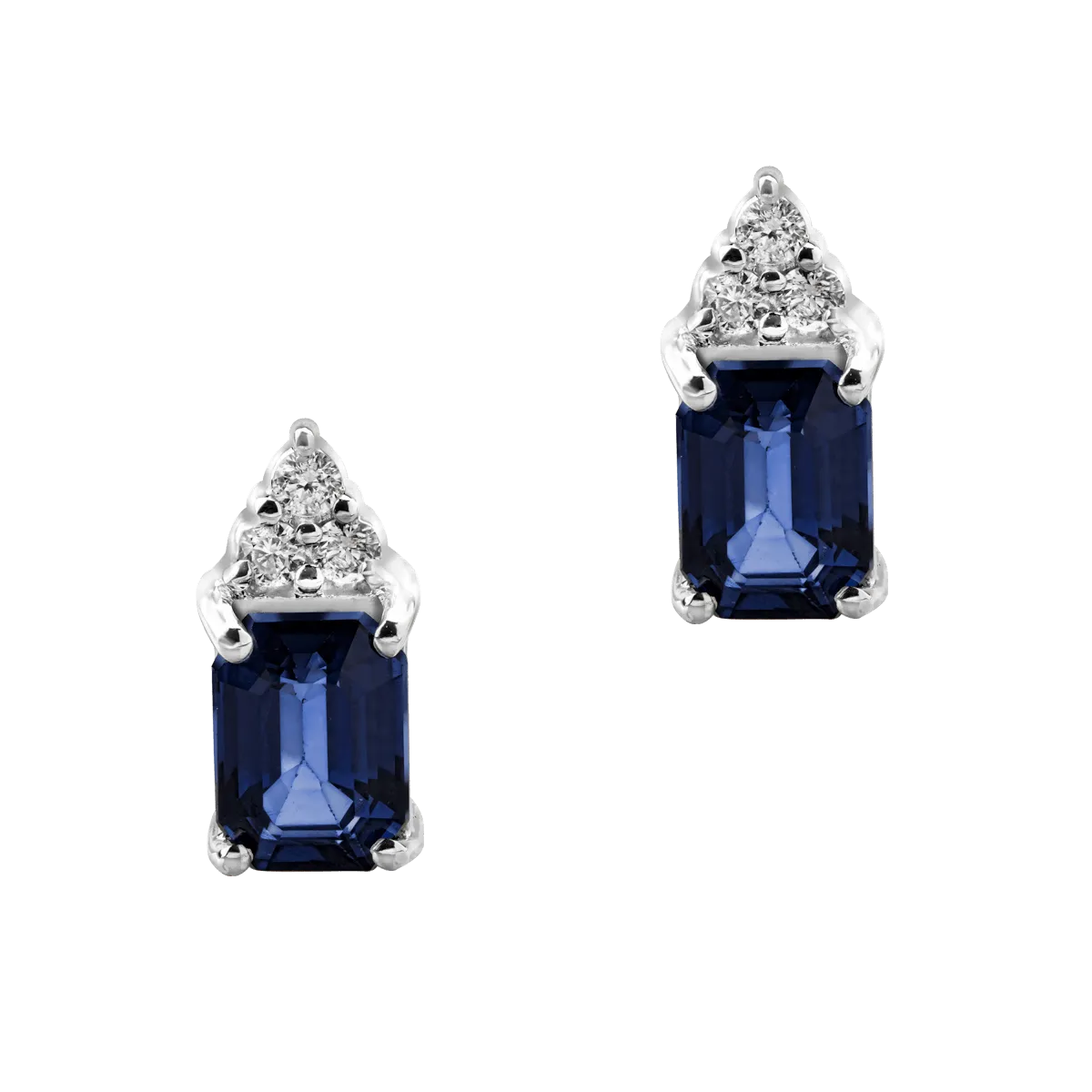 14K white gold earrings with 2.07ct sapphires and 0.13ct diamonds