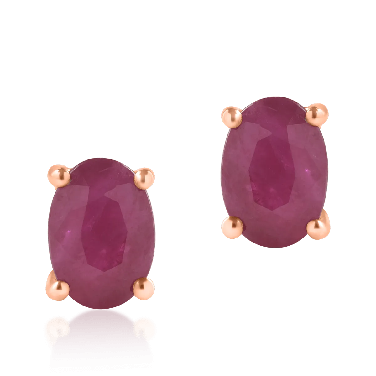 14K rose gold earrings with 1.88ct rubines