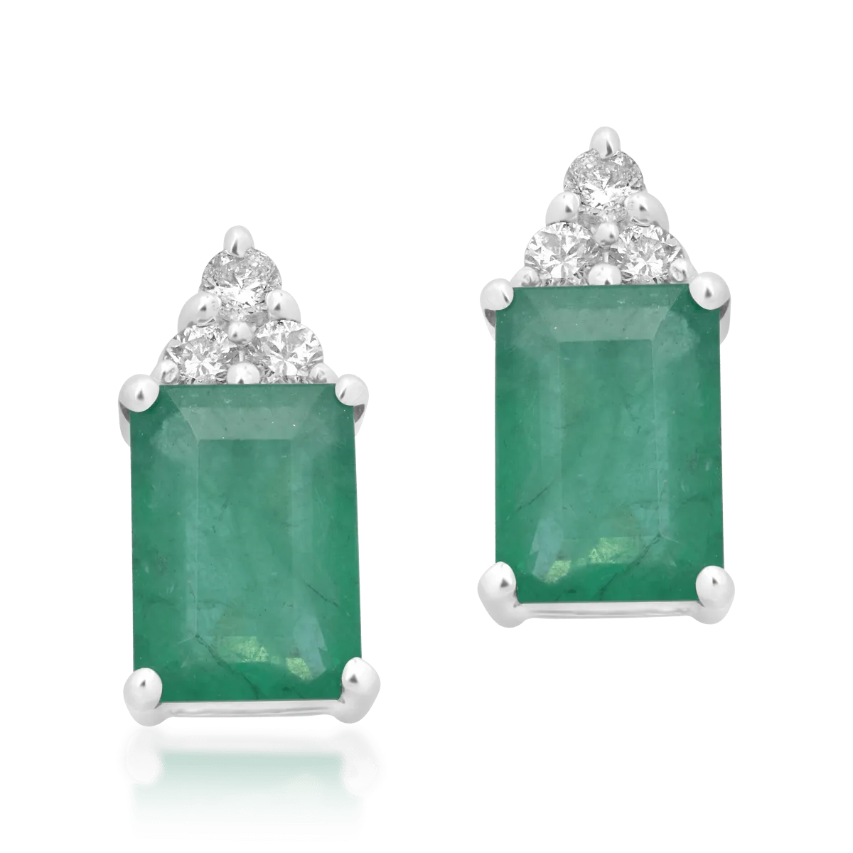14K white gold earrings with 2.04ct emeralds and 0.13ct diamonds