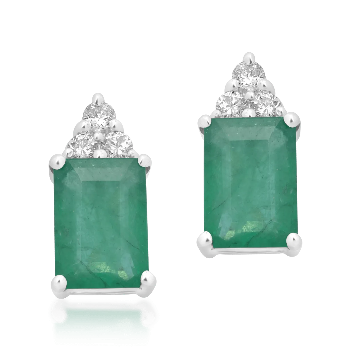 Cercei din aur alb de 14K cu smaralde de 2.04ct si diamante de 0.13ct-111180
