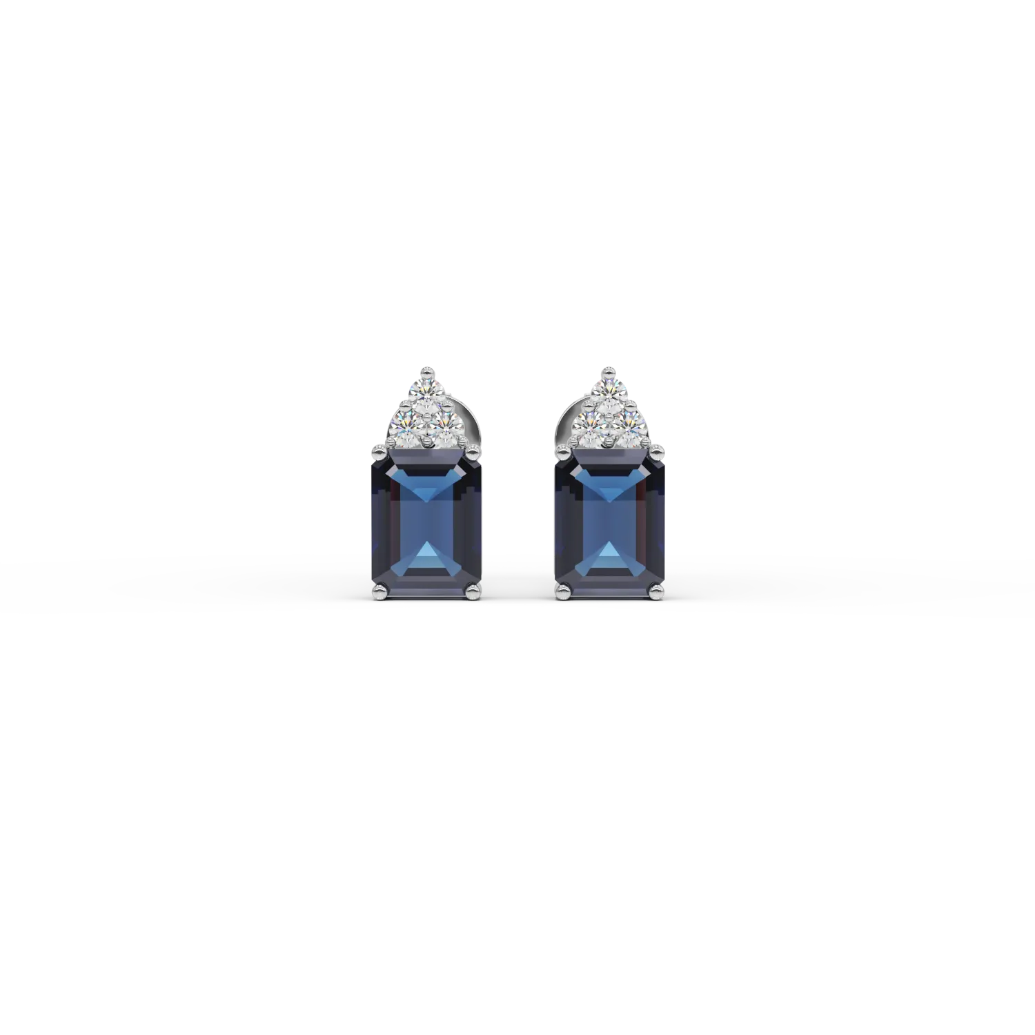 14K white gold earrings with 1.96ct sapphires and 0.13ct diamonds